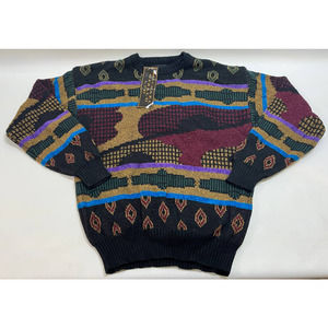 NEW Vintage Michael Gerald Sweater Mens Medium Multicolor Retro 1992